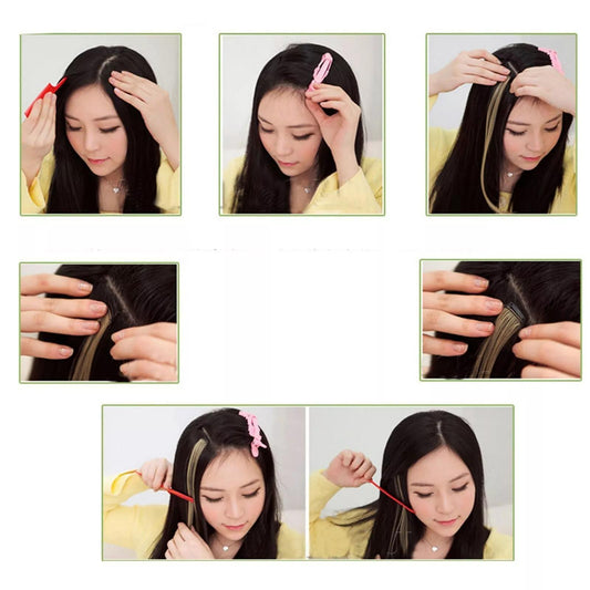 2x Clip In Long Hair Extensions Highlight Streaks Multi Colour Rainbow Festival