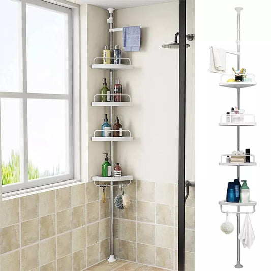 4 Tier Telescopic Bathroom Wall Corner Shelf Rack Shower Caddy Storage Organizer for Home