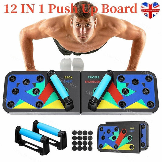 12-in-1 Family Push Up Board Chest Back Triceps Portable Workout Station Folding
