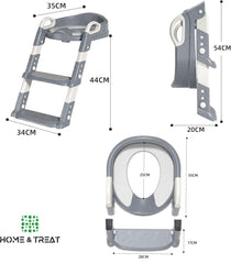 Potty Training Toilet Seat with Step Stool Ladder for Kids | Foldable Anti-Splash Guard Soft Cushion Handle for Baby Boys - Assistant Ring with Handles and Backrest (Toilet Seat with Ladder)