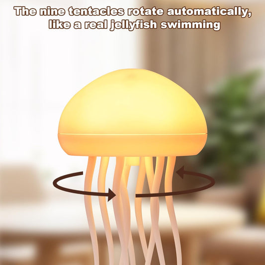 Jellyfish Lamp, Voice Control Jellyfish Lamp with Dancing Legs, RGB Gradient Jellyfish Bedside Lamp, Rechargeable Jellyfish Table Lamp with Touch Sensor, Christmas Gifts (Hanging + Base) [Energy Class A]