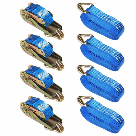 4 x Heavy Duty Ratchet Tie Down Straps Car Roof Rack Belts Quick Release 800KG
