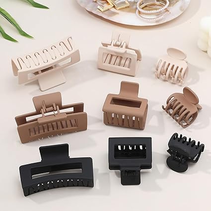 Brown Medium Claw Hair Clips Set for Women - 3 Styles Claw Clips for Thick Hair and Fine Hair - Gift for Women and Girls