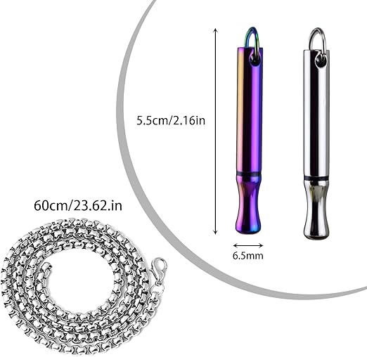 2 Pcs Portable Breathing Necklace, Stainless Steel Whistle Necklace in 2 Colors, Anapana Breathing Necklace for Breathing Exercises, Mindfulness, Meditation, Lover, Women, Men