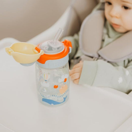 Super Straw Water Bottle - No Spill Active Toddler Sippy Cup | 360ml / 12oz | Carry Handle | Dishwasher Safe | Suitable Beaker for 12-18 Months Plus (Sunshine)