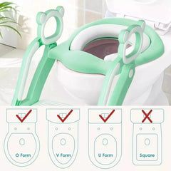 Adjustable Potty Training Toilet Seat with Step Stool Ladder for Baby Boys with Anti-Splash Guard, Soft Cushion, and Assistant Ring with Handles and Backrest