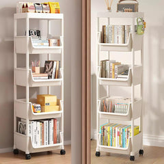 White Storage Trolley Cart On Wheels Kitchen Rolling Organizer Rack Room 5 Tiers - Portable Rolling Organizer Rack for Home
