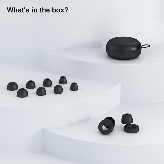 Ear Plugs for Sleep – Super Soft, Reusable Hearing Protection in Flexible Silicone for Noise Reduction & Flights - 8 Ear Tips in XS/S/M/L -Black.Hearing Protection Ear Plugs Noise Cancelling 30dB
