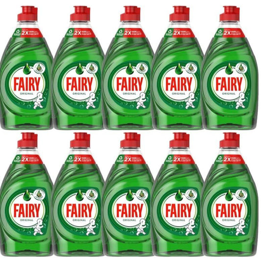 Fairy Original Washing Up Liquid Green with LiftAction 320ML (Pack of 10) | Powerful Grease-Cutting Formula for Sparkling Clean Dishes | Gentle on Hands Household Cleaning