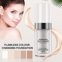 2 Pack TLM Color Changing Foundation For Aging Skin,Liquid Makeup Base Nude Face Cover Concealer Cream, Warm Skin Tone Moisturizing Cover, 30 mL