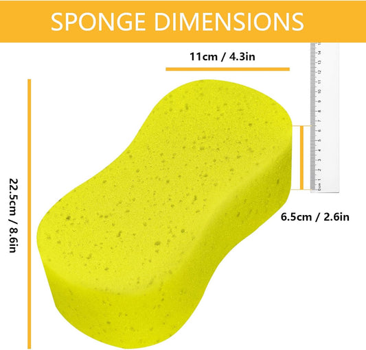 Jumbo Sponges,2 Pack Car Sponges,Washing Windows and Anti Scratch Technology,Perfect For Wheels, Windscreen & Bodywork For Car Cleaning (2PCS Yellow)
