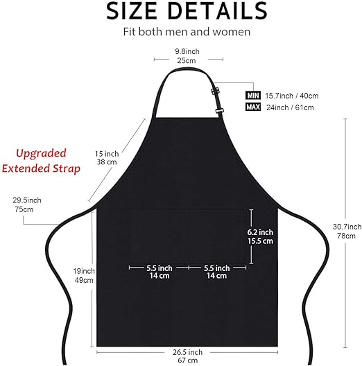 4 Pack Chef Aprons, Apron with 2 Pockets, Waterproof Adjustable Apron for Men, Women, Professional Kitchen Apron for Kitchen, Gardening, Restaurant, Barbecue, Coffee