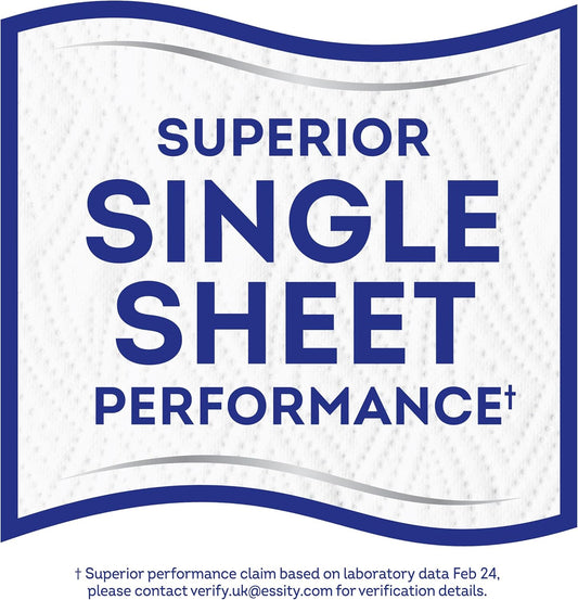 PLENTY Kitchen Towel, 6 White Rolls, 600 Sheets of Kitchen Roll, 2-Ply Tissue