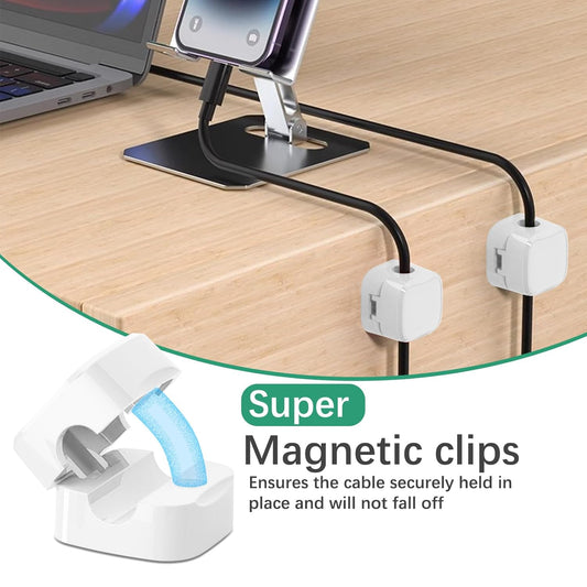 6 Pack Cable Tidy,Cable Smooth Adjustable Easy Secure Cable Management,Wire Holder cable clips,Hide Or Organize Phone USB Charger Cable for Home,Office,Nightstand,Car,Desk-White