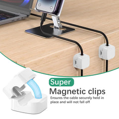 6 Pack Cable Tidy,Cable Smooth Adjustable Easy Secure Cable Management,Wire Holder cable clips,Hide Or Organize Phone USB Charger Cable for Home,Office,Nightstand,Car,Desk-White