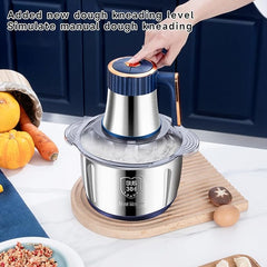 Meat Grinders, 5L 500W Meat Mincer Electric Food Chopper Meat Blenders Meat Grinder Food Chopper Food Grinder Stainless Steel Bowl Chopper for Meat Vegetables Fruits and Nuts（Blue)