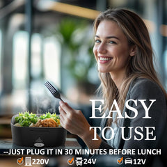 Electric Lunch Box 80W Heated Lunchbox for Adults 1.5L 12V 24V 110V Electric Lunch Box Food Heater for Car/Truck/Office