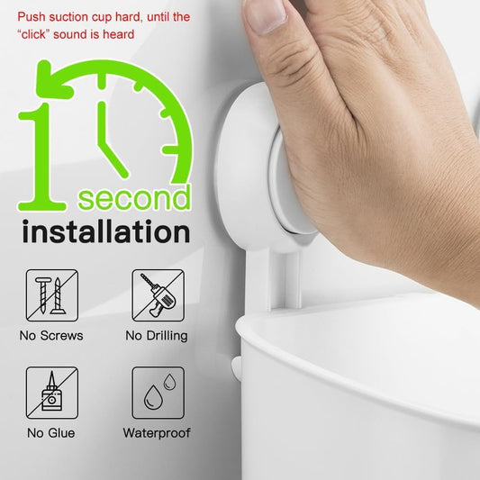 Vacuum Shower Caddy Suction Cup No-Drilling Removable Waterproof Bathroom Wall Shelf Shower Basket Storage Organizer for Shampoo Conditioner Razors Soap - White Installation Smooth