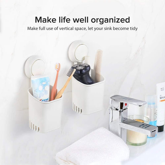 Suction Cup Toothbrush Holder Bathroom No Drill Razor Holder Removable Storage Suction Holder Tooth Brush Organiser Plastic for Electric Toothbrush Kitchen - White Ceramic Octopus