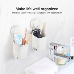 Suction Cup Toothbrush Holder Bathroom No Drill Razor Holder Removable Storage Suction Holder Tooth Brush Organiser Plastic for Electric Toothbrush Kitchen - White Ceramic Octopus