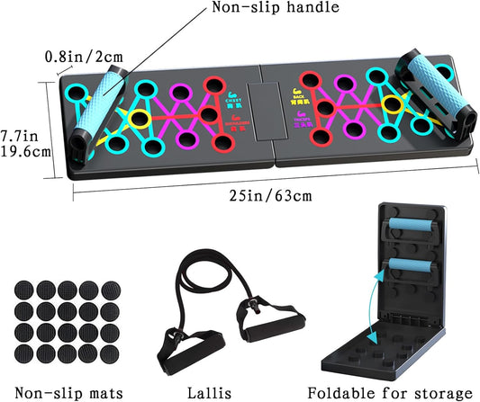 12 in-1 Push Up Board for Home Gym - Foldable Portable Strength Training Equipment