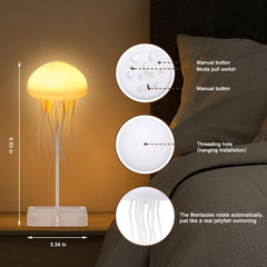 Jellyfish Lamp, Voice Control Jellyfish Lamp with Dancing Legs, RGB Gradient Jellyfish Bedside Lamp, Rechargeable Jellyfish Table Lamp with Touch Sensor, Christmas Gifts (Hanging + Base) [Energy Class A]
