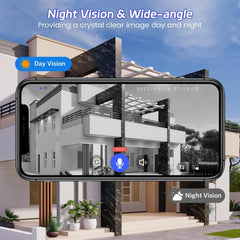 1080p Wireless Video Doorbell with Indoor Chime, AI Human Detection, 2-Way Audio, Night Vision, AES-128 Cloud Storage - Smart Home Protection