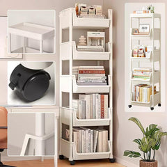 White Storage Trolley Cart On Wheels Kitchen Rolling Organizer Rack Room 5 Tiers - Portable Rolling Organizer Rack for Home