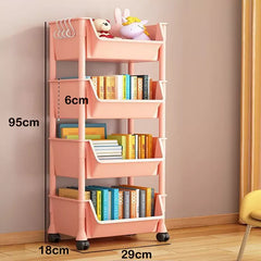 Storage Trolley Cart On Wheels Kitchen Organizer Rack Bathroom Room 3/4/5 Tier( Pink)