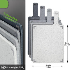 4-Piece Chopping Boards Set with Stand, Plastic Cutting Boards for Kitchen with Non-Slip Feet, BPA Free, Small Boards for Meat, Fish, Vegetables & More, Kitchen Accessories (Grey)