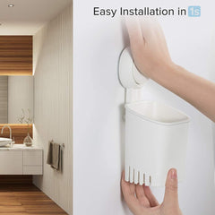 Suction Cup Toothbrush Holder Bathroom No Drill Razor Holder Removable Storage Suction Holder Tooth Brush Organiser Plastic for Electric Toothbrush Kitchen - White Ceramic Octopus