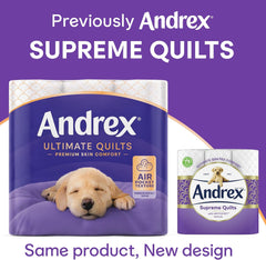 Andrex Ultimate Quilts Toilet Tissue, 24 Rolls, Air Pocket Technology, 2-Ply, Unscented, FSC Certified - Wipes