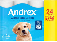 Andrex Complete Clean Toilet Tissue 24 Rolls - FSC Certified - Wipes