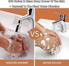 Kitchen Tap Spray Head, 360° Swivel Spout Kitchen Sink Tap, Tap Faucet Attachment Spray with 2 Functions Modes, Replacement Tap Aerator Sprayer Accessories, Universal Tap Adapter Attachment