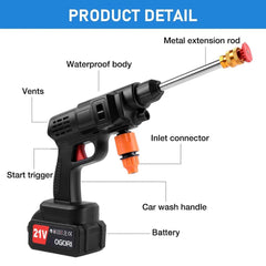 Portable Cordless Car High Pressure Washer Jet Water Wash Cleaner Gun +2 Battery