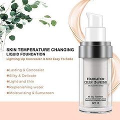 2 Pack TLM Color Changing Foundation For Aging Skin,Liquid Makeup Base Nude Face Cover Concealer Cream, Warm Skin Tone Moisturizing Cover, 30 mL