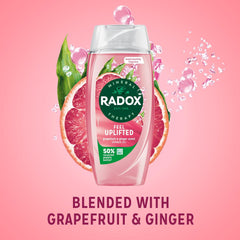 Radox Mineral Therapy Feel Uplifted Body Wash shower gel with a grapefruit & ginger fragrance for an uplifting shower experience 6x 225 ml Comfort Scented Aroma Skincare