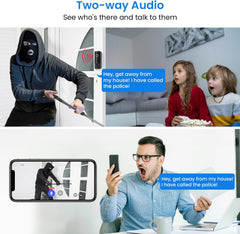 WiFi Video Doorbell with Free Ring Chime, Human Detection, Night Vision, Cloud Storage, Battery Powered
