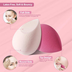 4 Pack Beauty Blender Foundation Sponges Set 4 Color, Latex Free with 1 Sponge Holder Case for Liquid Foundation Powder Sunscreen and Cream