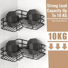 Corner Shower Caddy, No Drilling Bathroom Shelf Organiser, Stainless Steel Shower Storage Rack with Soap Razor Holder Hollow Installation