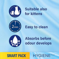 CATSAN - Hygiene Plus Non-Clumping Adult Cat Litter and Kitten Litter - With Liner - 2 x 4L Bag - Smart Pack x 2 Inlays