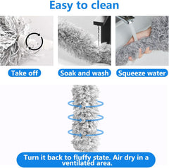 Extendable Microfiber Duster Duster with 108" Telescoping Extension Pole No Scratch to Ceiling Washable Hand Duster for Cleaning High Ceiling Fans Blinds Cobweb Cars
