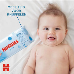 Huggies Pure, Baby Wipes, 18 Packs (1008 Wipes Total) - 99 Percent Pure Water Wipes - Fragrance Free for Gentle Cleaning and Protection - Natural Wet Wipes(packaging may vary)