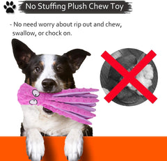 Squeaky Dog Interactive Play Toy,No Stuffing Octopus Dog Chew Toy with Crinkle Paper for Medium and Large Dogs Playing