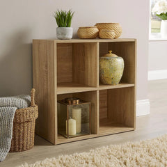 Storage Cube 4 Shelf Bookcase Wooden Display Unit Organiser Sonoma Oak Furniture