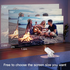 [Built-in Apps] Mini Projector with WIFI 6 and Bluetooth, 4K 1080P Support Portable Projector 180° Rotatable 130'' Screen Movie Projector Auto Keystone Compatible for Laptop, PC, Smartphone