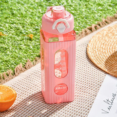 Water Bottle with Straw,700ml Sports Water Bottles with Cute Sticker,Reusable Drinks Bottle,Large Hydrate Drinking Bottle,Leak Proof Sports for School Office Gym Outdoor Girls Boys Men Women