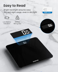 Digital Bathroom Scales with High Precision Sensors for Accurate Body Weight Measurement, LED Display, Black - Healthcare