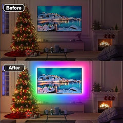 Daymeet LED Backlights, 9.8FT RGB Music Sync Lights for 32-60 Inch TV Behind, Rainbow Color With Remote APP Control USB Strip Lights for Room Xmas Decor