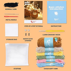 Complete Crochet Kit for Beginners - Highland Cow Style, Soft Yarn, Video Tutorial, Instructions Included